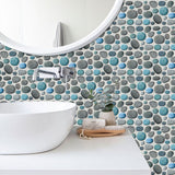 Blue & Gray Stone Brick Wallpaper
