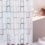 WHITE AND SILVER SHOWER CURTAIN