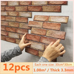 12pcs 3D Brick Wall Sticker