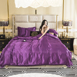 Home Textile Solid Color Pure Satin Silk Bedding Set