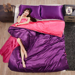Home Textile Solid Color Pure Satin Silk Bedding Set